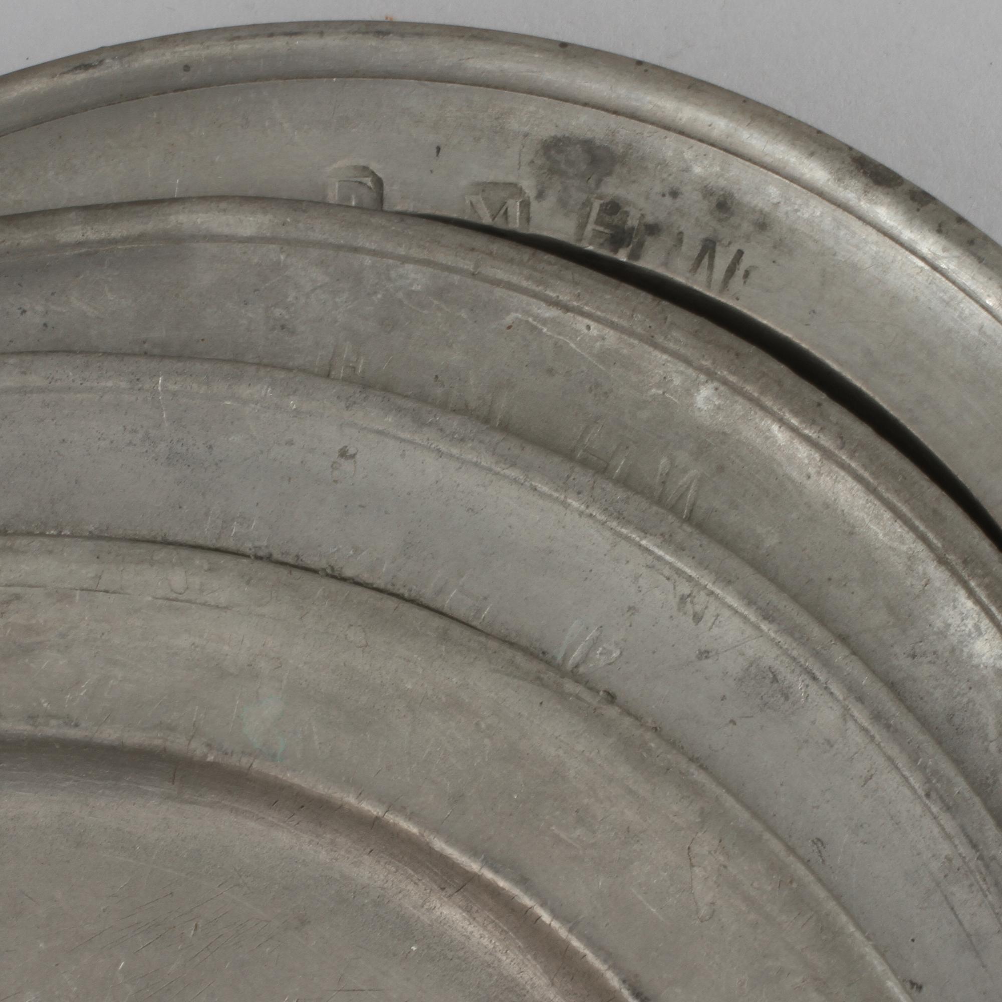 TALLRIKAR, tenn, 4 st, Erik Magnus Hammarstrand, Falun, 1700-talets slut/ 1800-talets början.