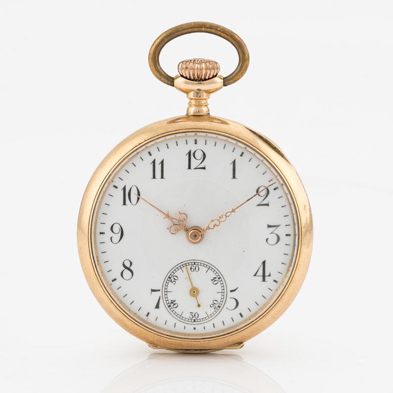 Pocket watch, 14K gold, 34 mm.