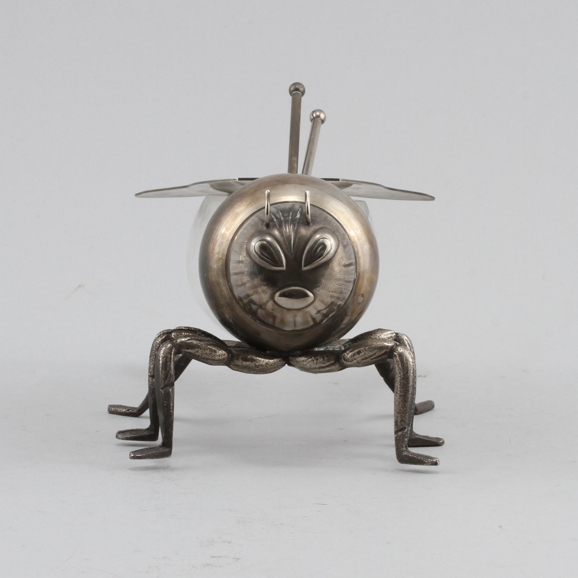 HONUNGSBI, glas samt vitmetall, omkring 1900-talets mitt.