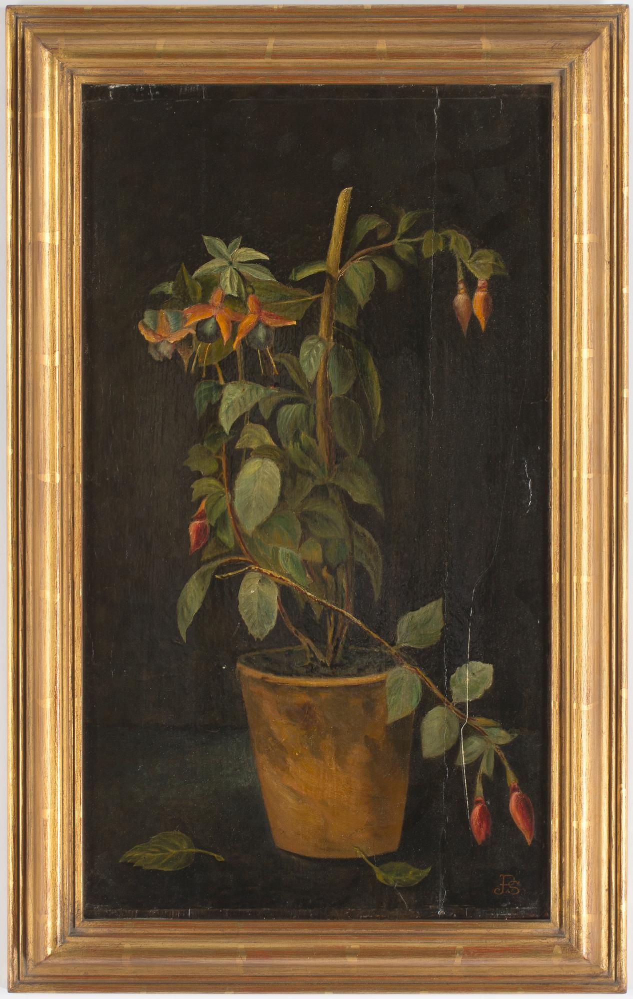 OKÄND KONSTNÄR, olja på pannå, signerad med monogram PS, 1800-tal.