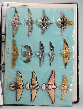 PARTI MÄRKEN, ca 140 st, tyg och metall, olika försvarsmakter, 1900/2000-tal.