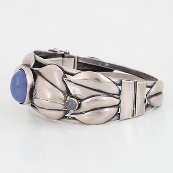 ARMRING, silver kalcedon, Stämplad Seb Stockholm.