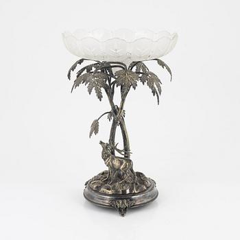 A silver plated and glass centrepiece, Henninger, Germany, late 19th Century.