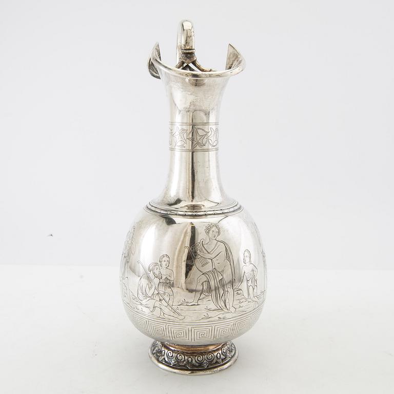 Emil Ferdinand Dahl, vinkanna, silver, Köpenhamn 1873.