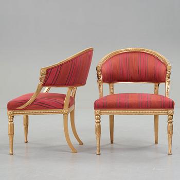 A pair of late Gustavian armchairs by Johan Erik Höglander (master in Stockholm 1777).