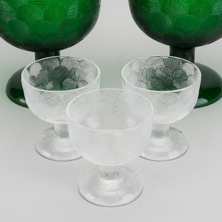 Five "Miranda" glass bowls, Heikki Orvola for Arabia.