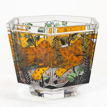 Gunnar Cyrén, a “Leopard Play” glass bowl, Orrefors, 1990.