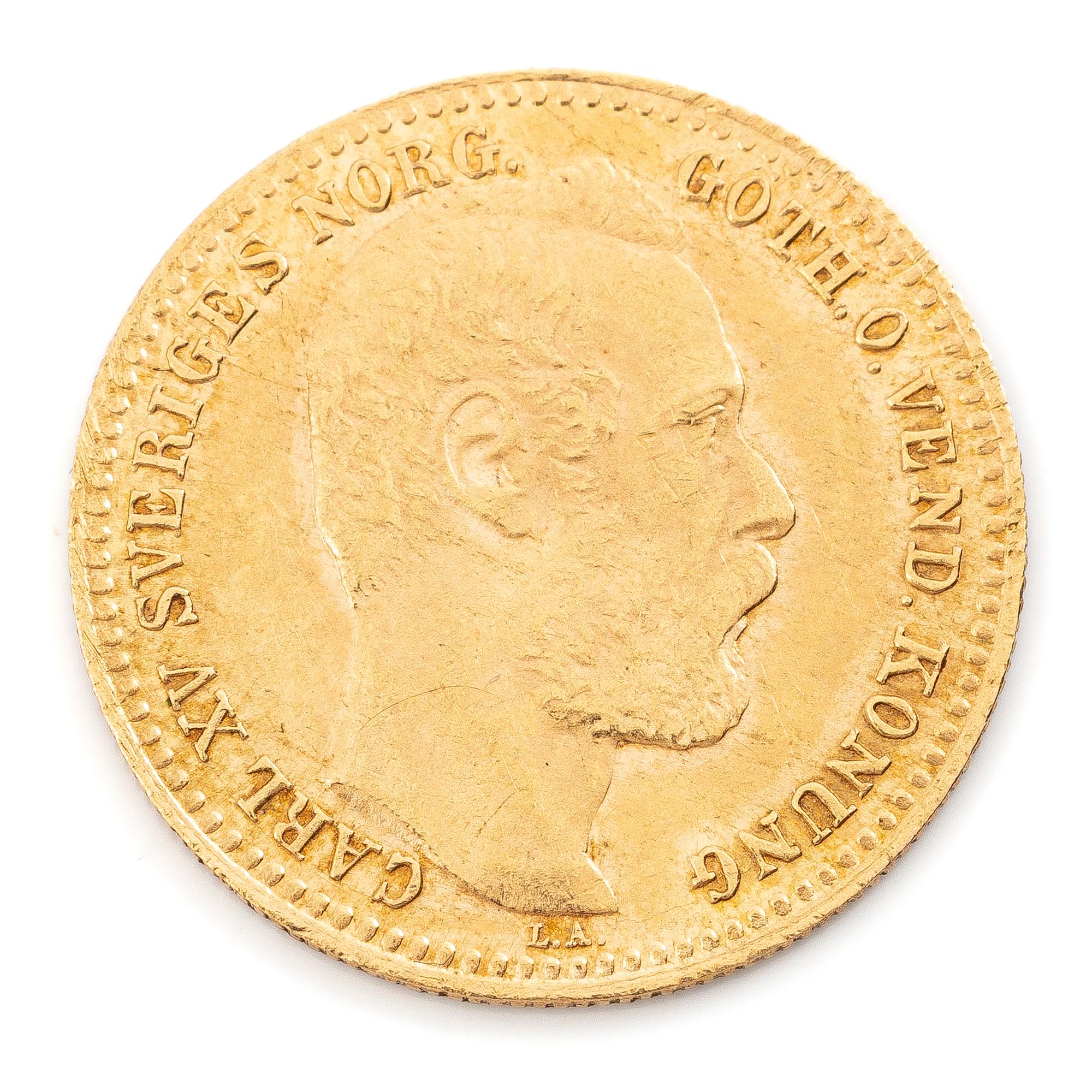 Guldmynt, Sverige, Karl XV, 1 Carolin, 1869.