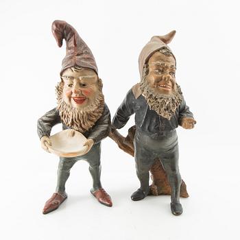 Gnomes 2 pcs probably Germany first half of the 20th century painted terracotta.