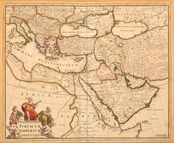 Frederick de Wit, map og Turcish Empire, hand colored copper engraving, Amsterdam c 1680.