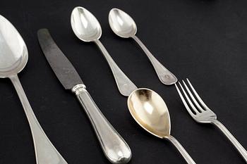 58 pieces of silver table ware, by GAB, early 20th century. Total weight 2529 g.