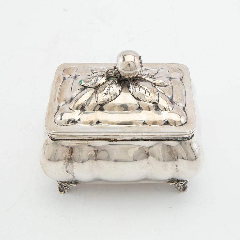 Sugar box Rococo style silver 20th century.
