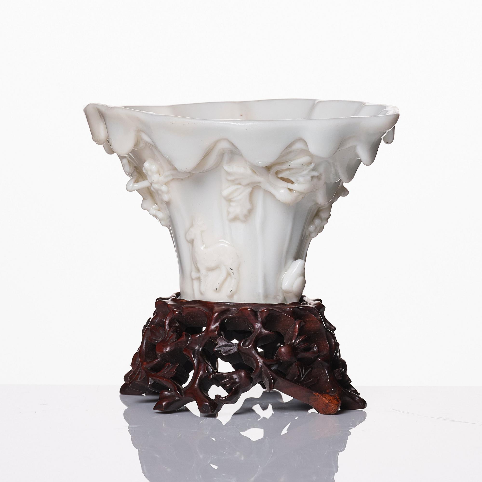 A blanc de chine libation cup, Qing dynasty, Kangxi (1662-1722).