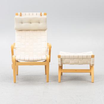 Bruno Mathsson, armchair and footstool, "Miranda", Bruno Mathsson International, Värnamo.