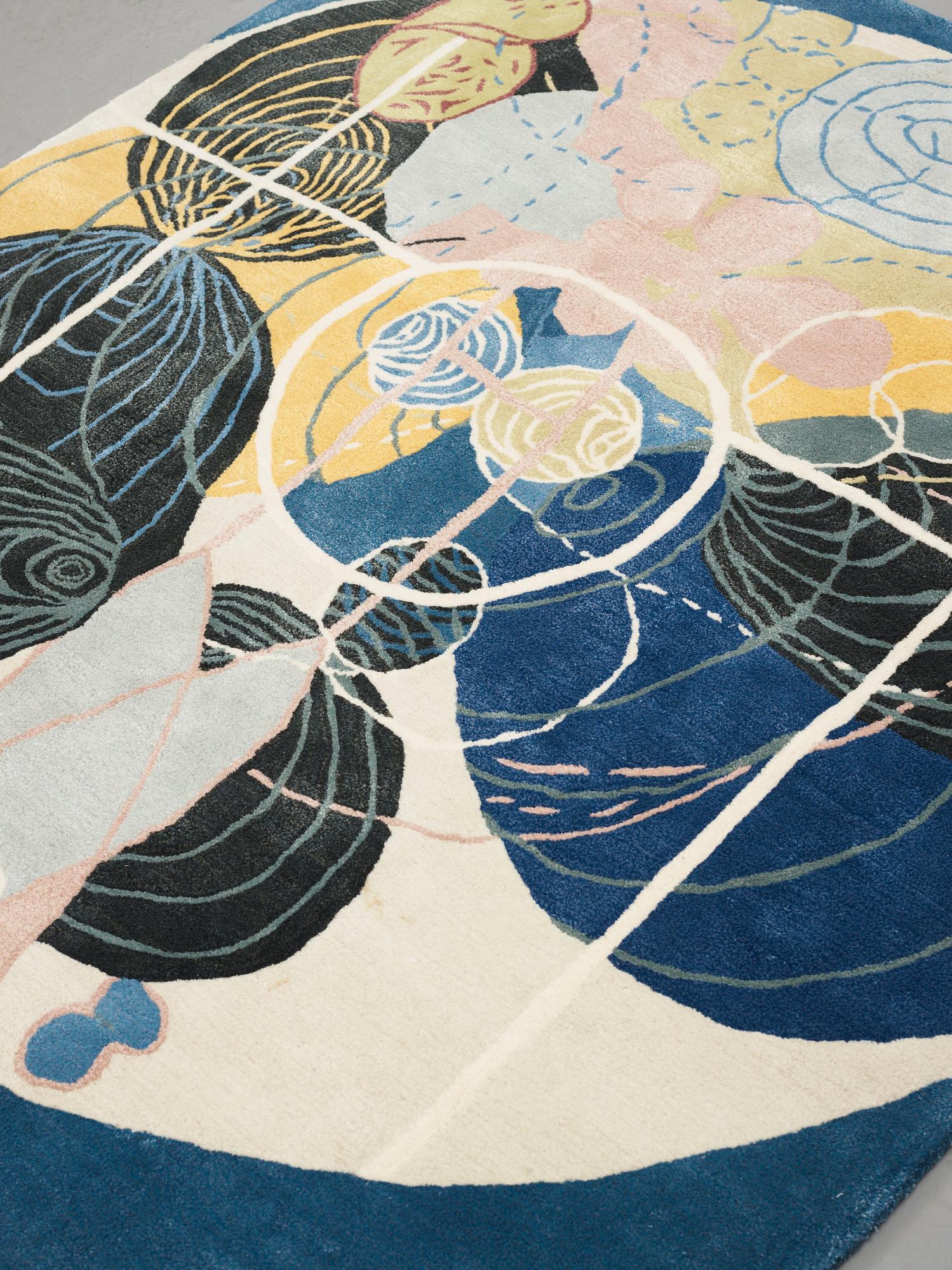Hilma af Klint, a carpet, "Group III, no 5, The Large Figure Paintings", 10/30, hand tufted, ca 201 x 162,5 cm.
