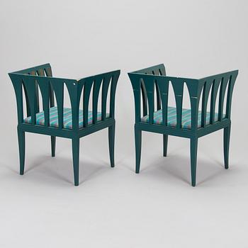 Eliel Saarinen, furniture, 5 pieces, "Blue suite" for Adelta, Finland 1980s.