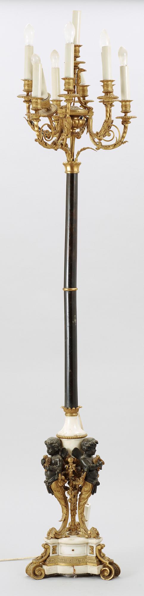 GOLVLAMPA, nyrokoko, brons samt marmor, 1800-talets andra hälft.