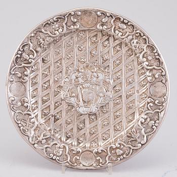 A PLATE, silver, Austria 1847.