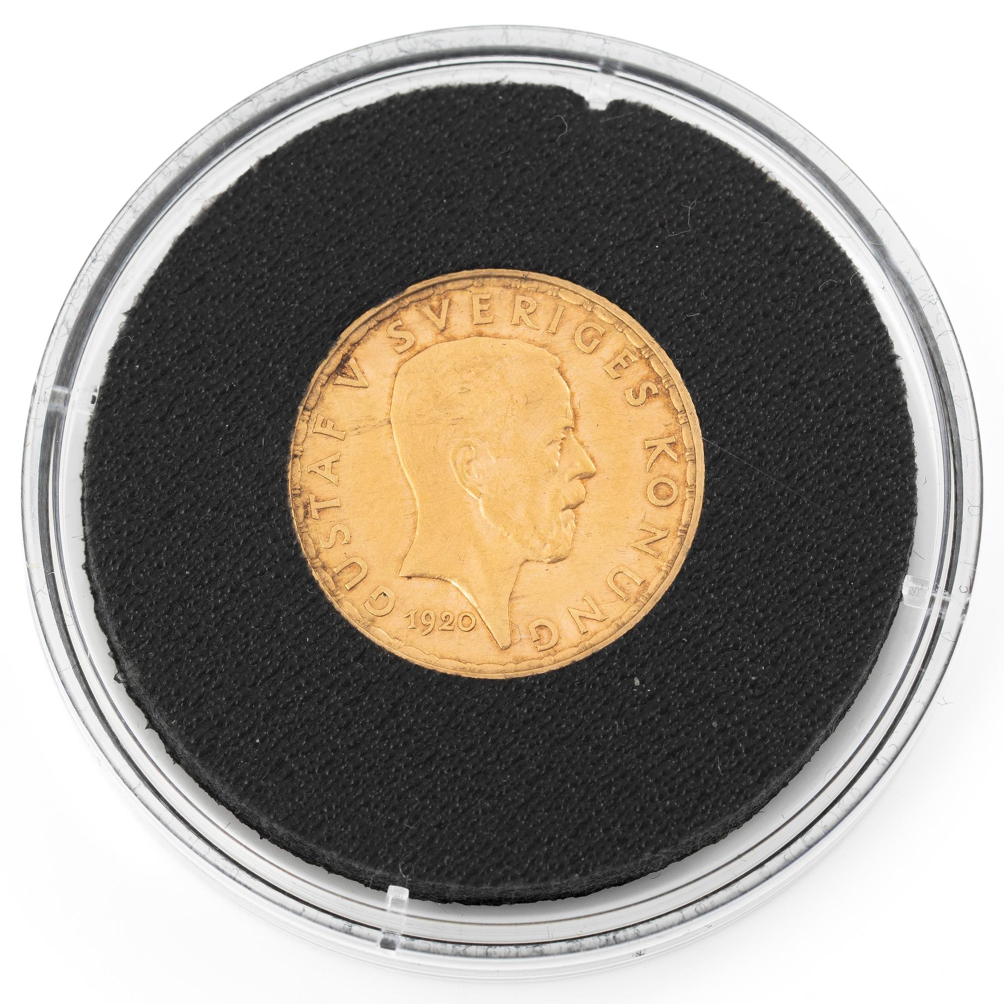 Guldmynt, Sverige, Gustav V, 5 kr, 1920.