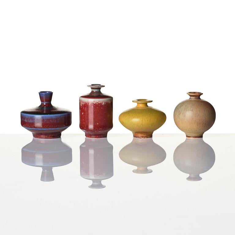 Berndt Friberg, a mahogany casket with stoneware miniatures, Gustavsberg Studio, no. 17.