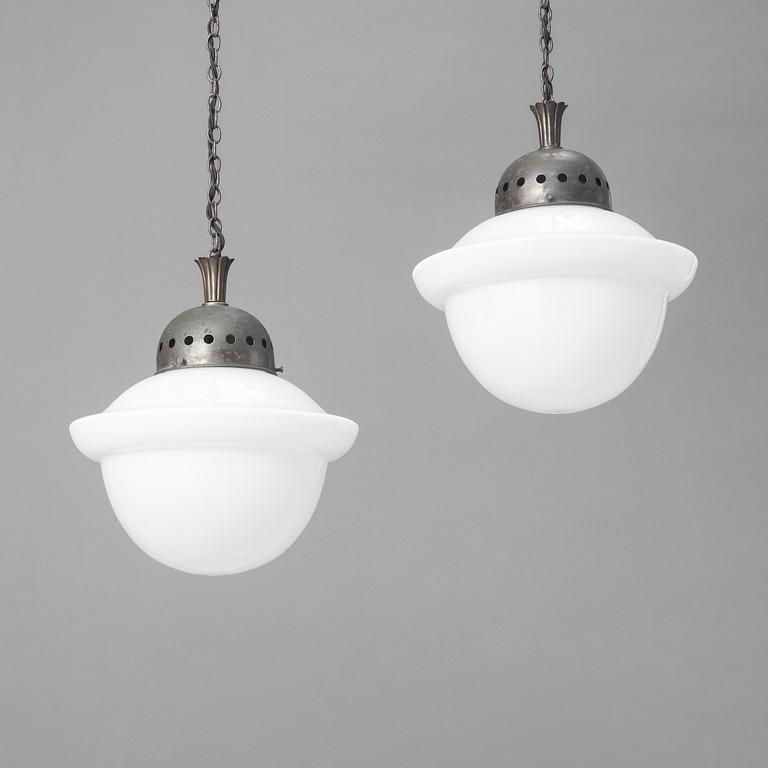 Harald Notini, a pair of ceiling lamps model "6117", Arvid Böhlmarks Lampfabrik, Stockholm, 1920s.