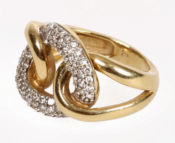 RING, 18K rödguld med småbriljanter.