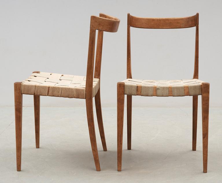 A pair of Bruno Mathsson stained birch chairs, Karl Mathsson, Värnamo ca 1931.