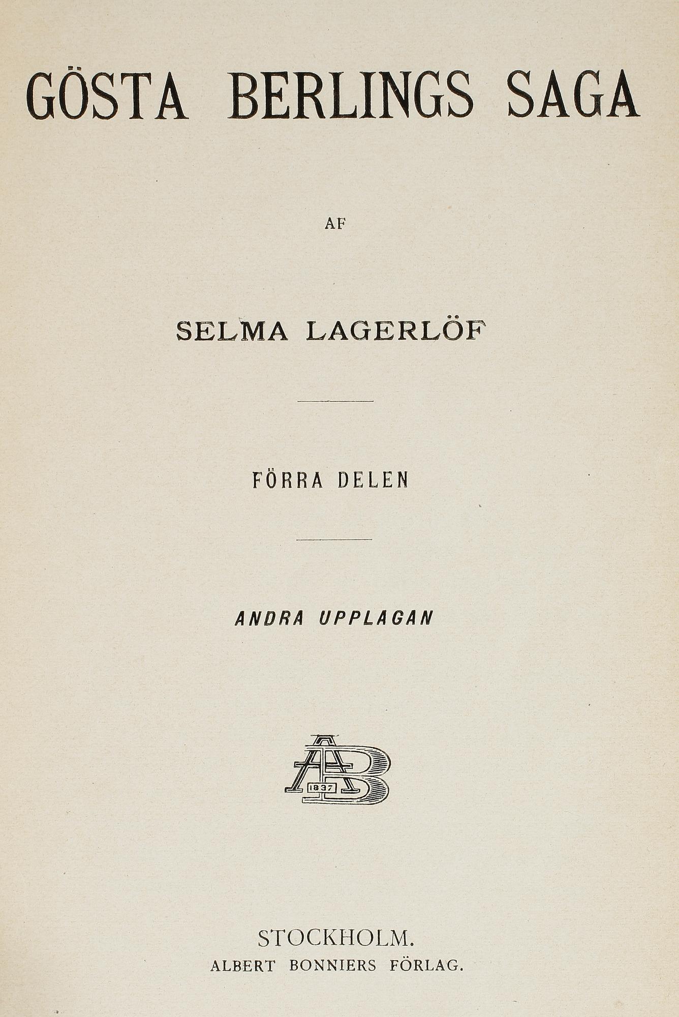 SELMA LAGERLÖF, 7 vol, bla Mårbacka med författarinnans dedikation i original, Stockholm 1922.