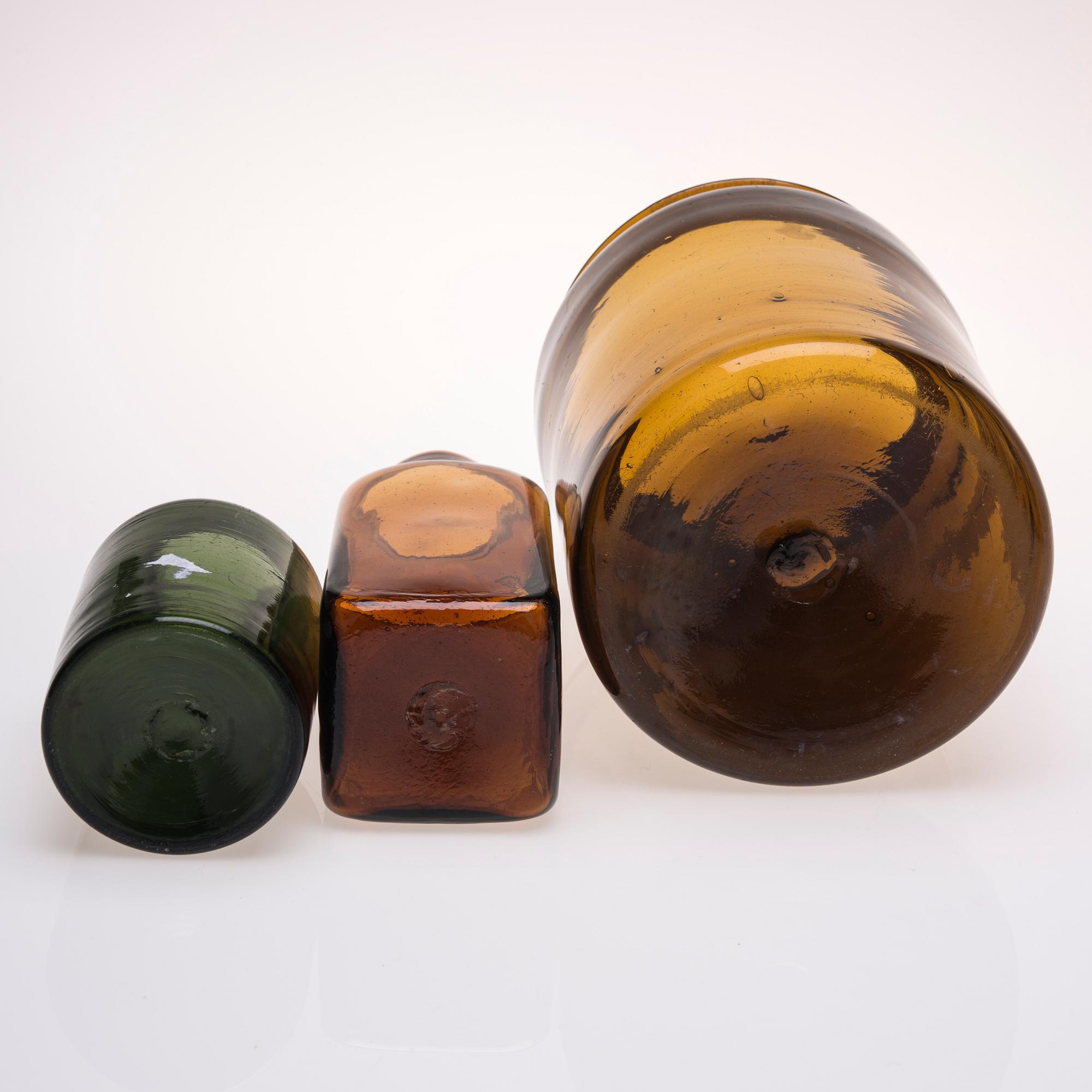 BURKAR, 3 st, glas, Finland 1800-tal.