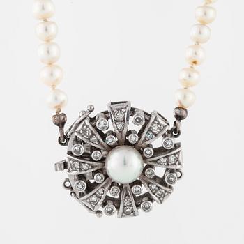 A cultured pearl necklace by Hugo Strömdahl, Stockholm, 1962.