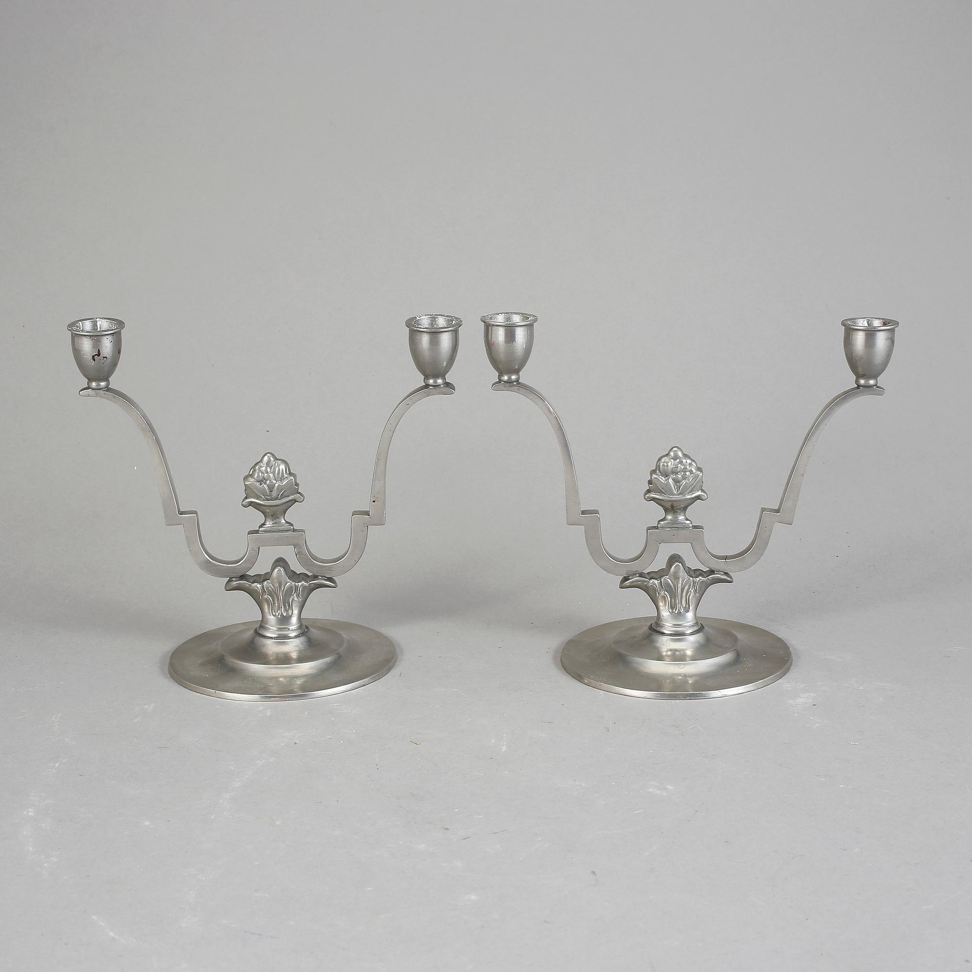 KANDELABRAR, ett par, tenn, art deco, GAB, 1932.