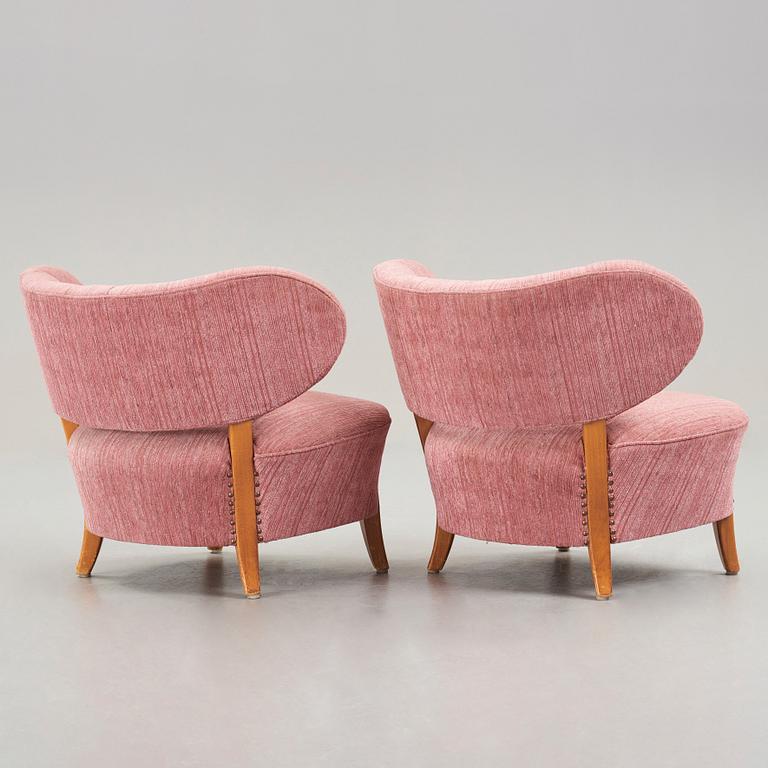 Otto Schulz, a pair of easy chairs, Sweden 1940-50's.