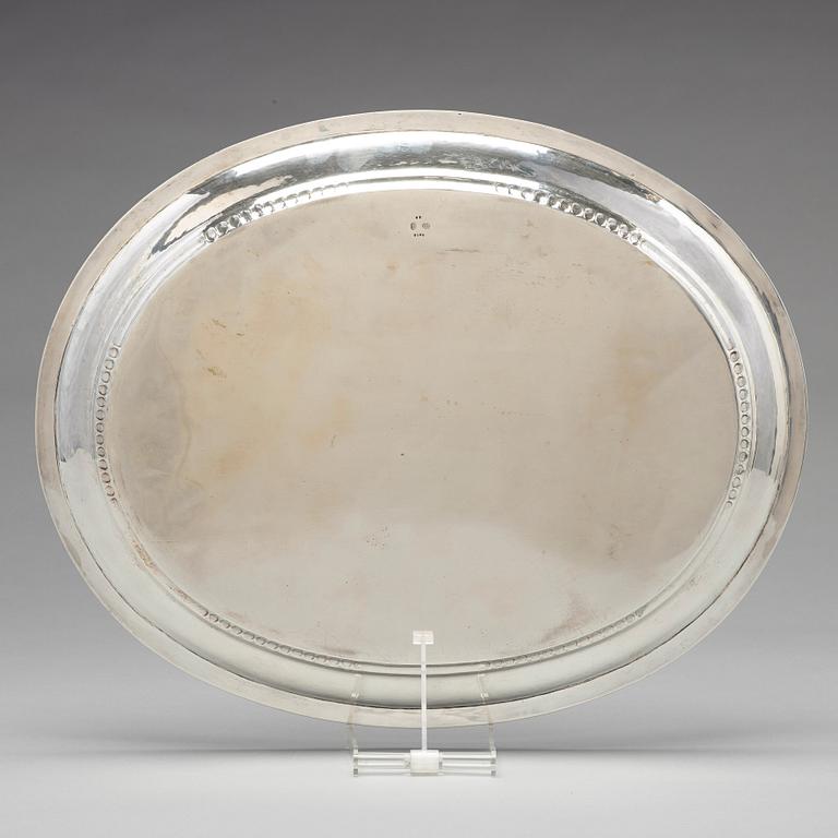 Georg Jensen, a 830/1000 silver tray, Copenhagen 1919, design nr 88.
