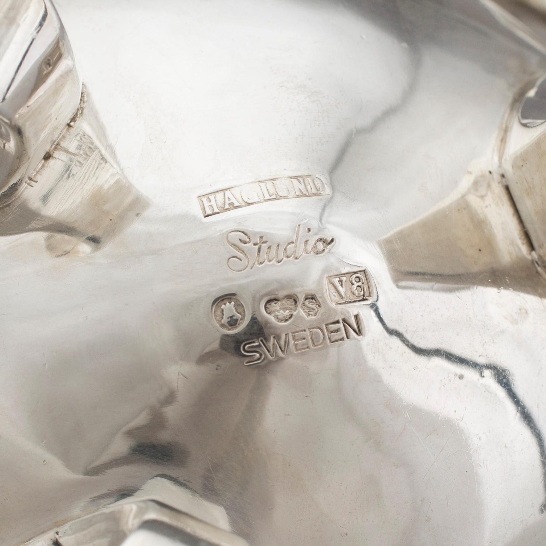 KAFFESERVIS, silver, 3 delar, Birger Haglund, 1947, tot vikt ca 634,5 gram.
