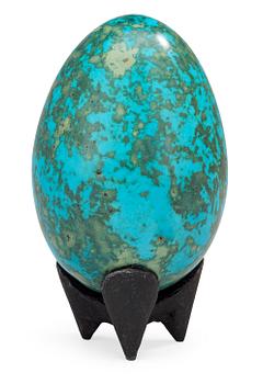 865. A Hans Hedberg faience egg on an iron base, Biot, France.