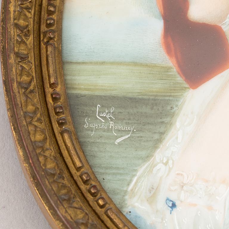 Såld som: 1378125. George Romney, efter. Miniatyr. Bär signatur. 1800-tal.