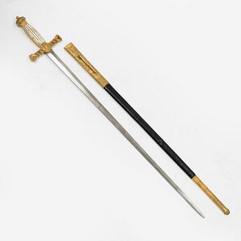 A small sword, 19th Century, with scabbard.