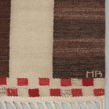 Marianne Richter, A CARPET, "Korsvirke, Plommon med rött", flat weave, ca 240,5 x 167 cm, signed AB MMF MR.