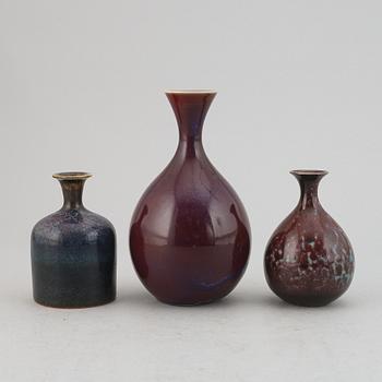 Sven Wejsfelt, a set of three stoneware vases, Gustavsbergs studio.