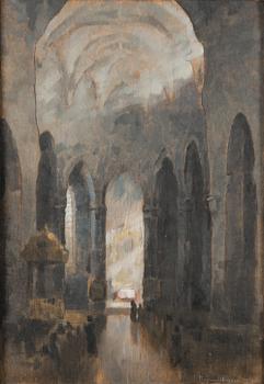 Ragnar Ungern, olja på träpannå, signerad och daterad 1918.