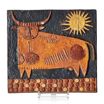 150. Stig Lindberg, a stoneware wall relief, 'Tjuren' (The bull), Gustavsberg studio, Sweden 1960s.