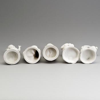 FIVE PARIAN FIGURES, Gustafsberg, ca 1900.