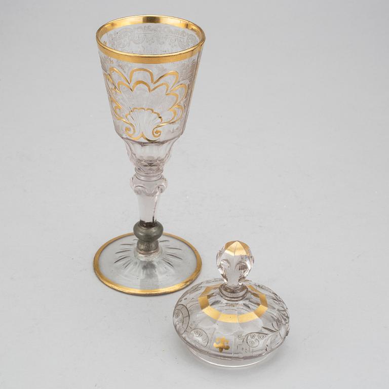 POKALGLAS, 2 st, Böhmen, 1700-talets andra hälft.