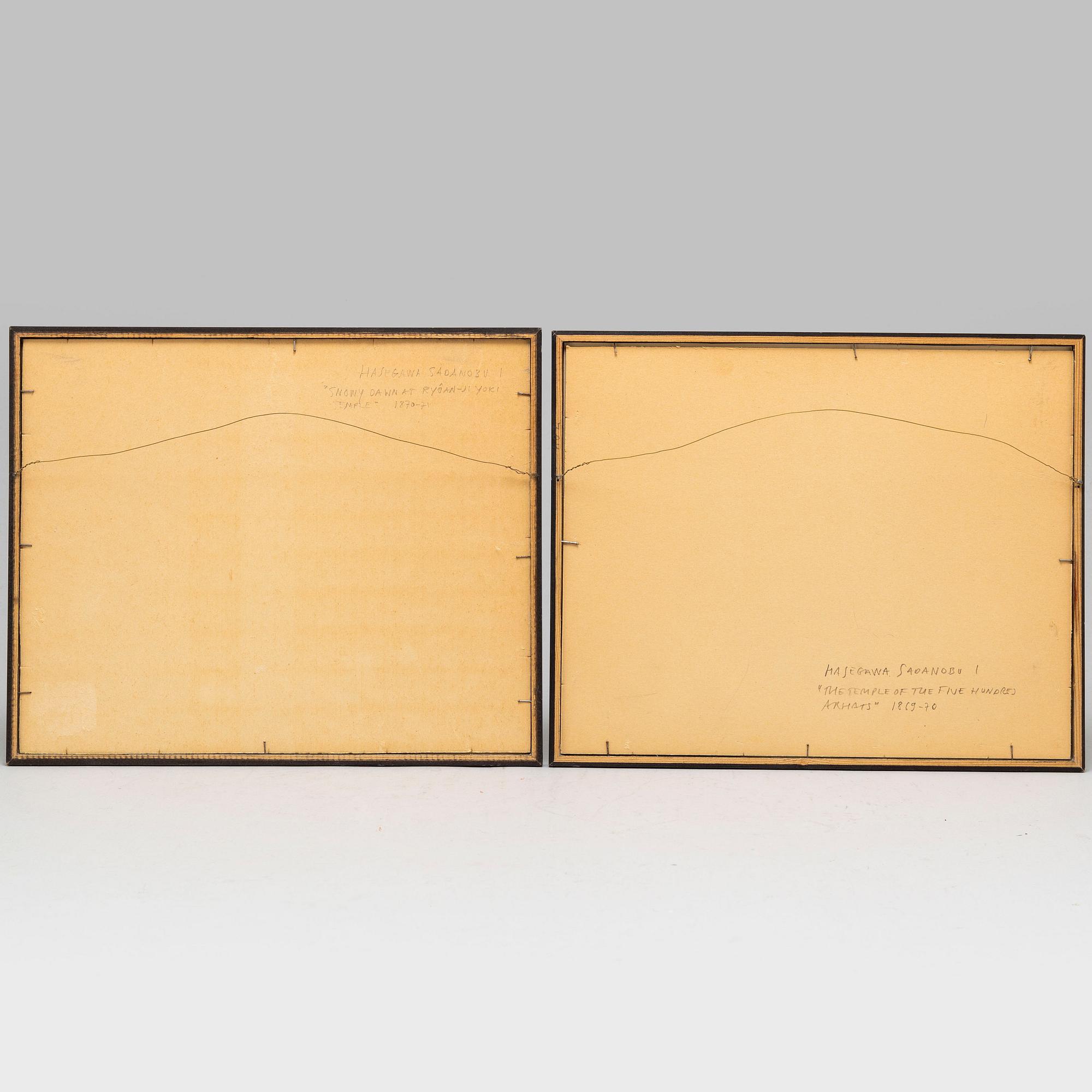 HASEGAWA SADANOBU I, färgträsnitt, 2 blad från album. Japan, 1900-tal.