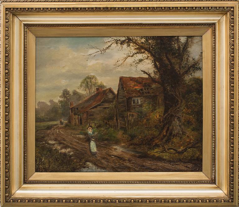 OKÄND KONSTNÄR, olja på duk. signerad T. COCK. England, 1800-tal.