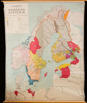 SKOLPLANSCH, "Norden" Historisk karta, P.A Nordstedt & Söners förlag, Stockholm.