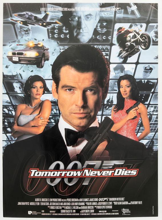 A Swedish movie poster James Bond  "Tomorrow Never Dies" 1995.