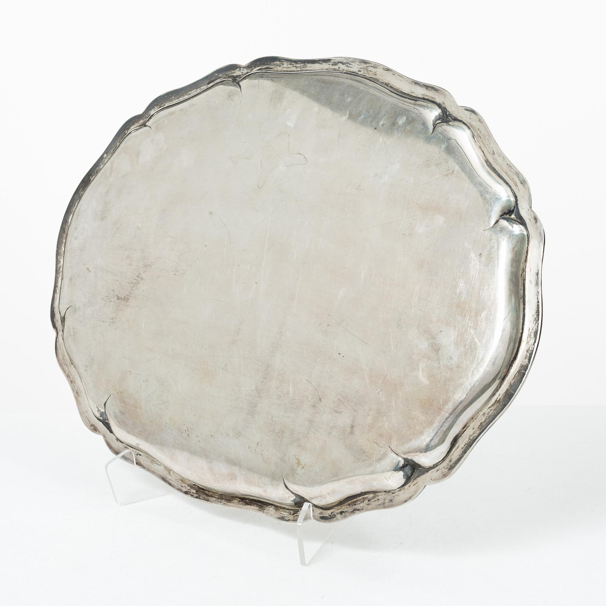 Bricka, silver, svensk importstämpel, 1900-tal.