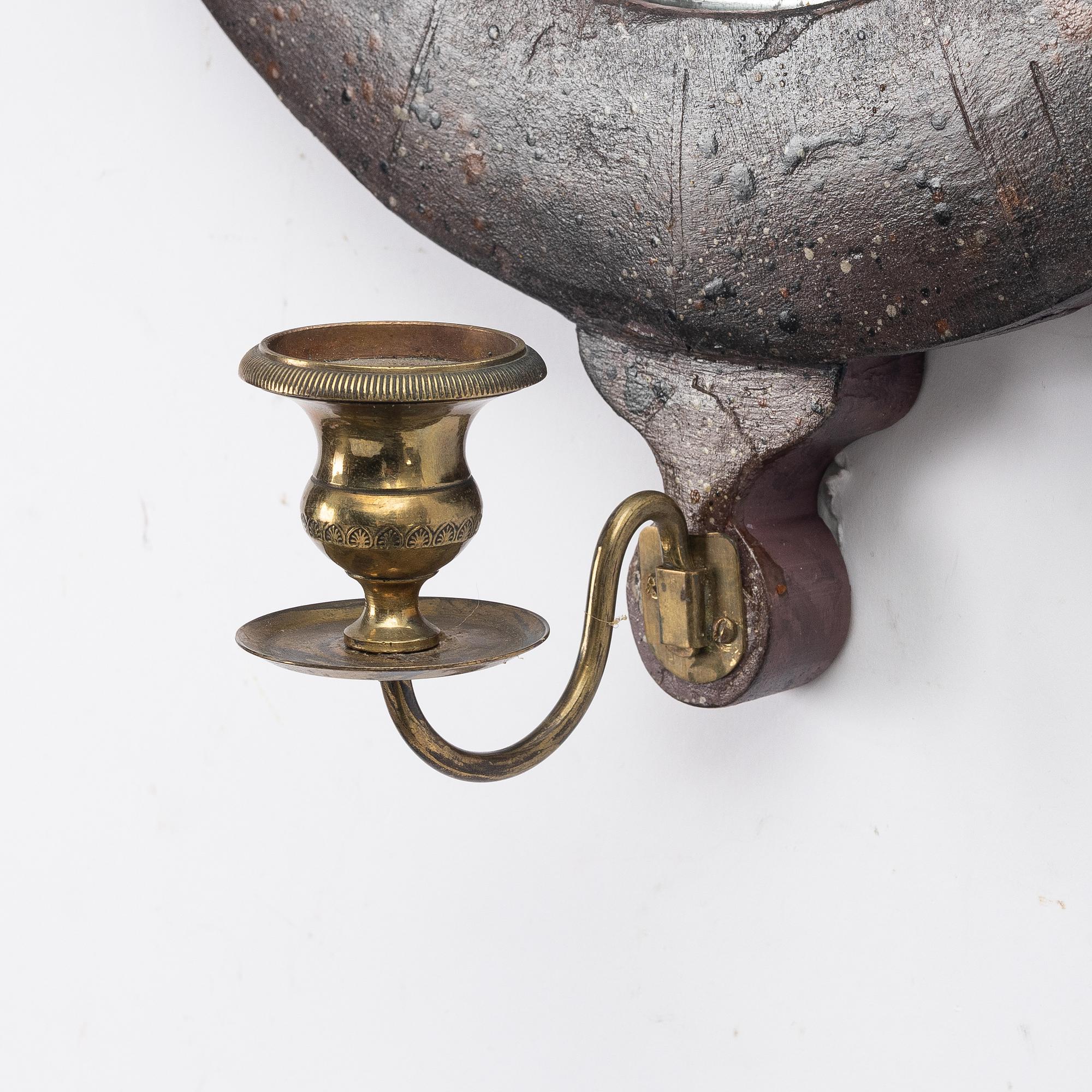 Spegellampetter, ett par, för ett ljus, Sverige, 1800-talets senare del.