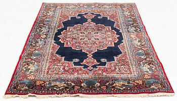 Carpet, semi-antique/old, Keshan, circa 227 x 140 cm.